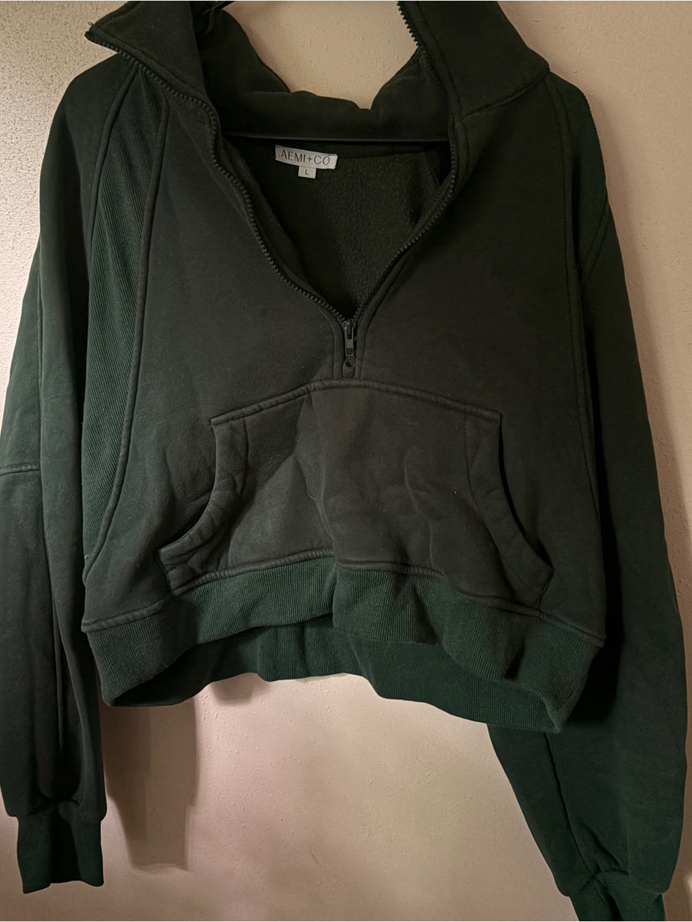 AEM + CO Dark Green Half-Zip Pullover Sweatshirt